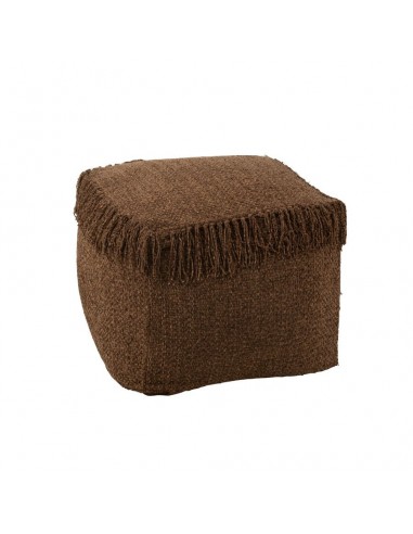 POUF CARRÉ TISSE +FRANGES 60x60x35cm Le MVP de beaucoup