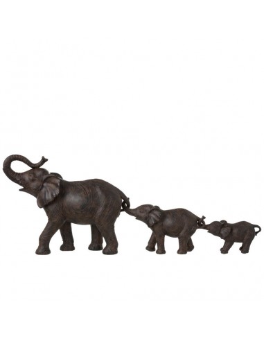 ELEPHANTS 3 RESINE MARRON 83x14x31cm pas cher chine