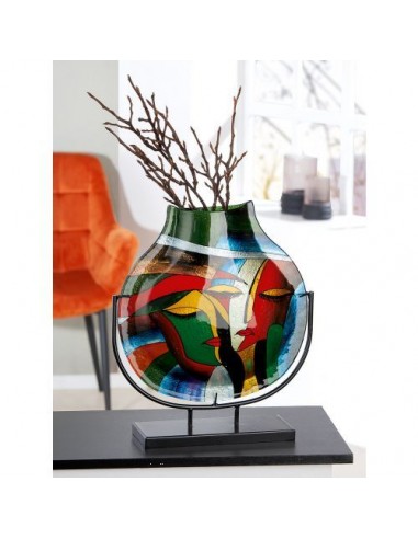 Vase Visage ventru VERO Multicolore 10x34.5xH38 cm prix