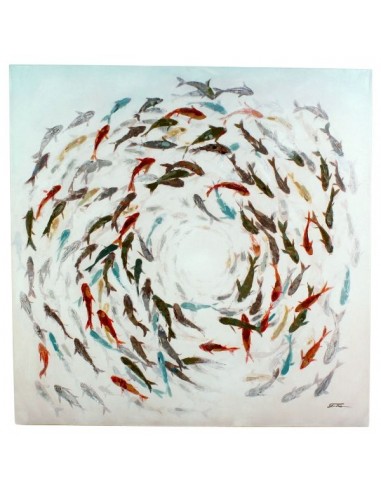 Painting Fish Swarm 100x100 cm offre 