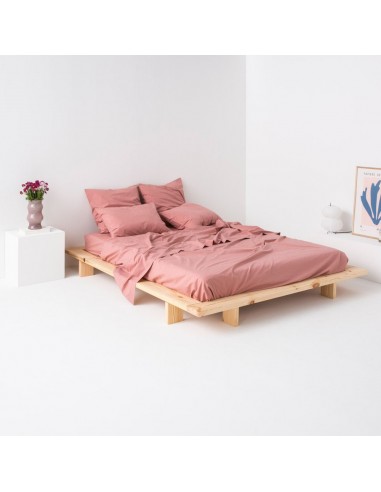 Drap plat en percale de coton lavé 120 fils • Vieux Rose online