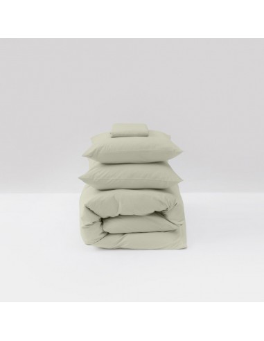 Parure de lit en percale de coton lavé 120 fils • Vert Sauge soldes