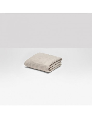 Drap housse en lin lavé 190g/m² • Rayures Blanches Découvrez la collection