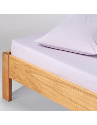 Drap housse en percale de coton lavé 120 fils • Lilas brillant des détails fins