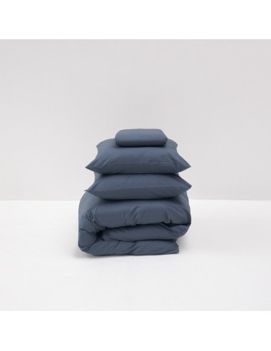 Parure de lit en percale de coton lavé 120 fils • Bleu Orage vente chaude votre 