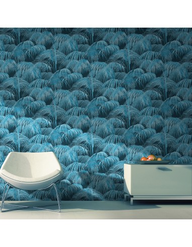 Papier peint Jungle tropicale bleu en stock