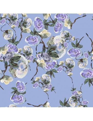 Papier peint floral - Bleu de roses sauvages le concept de la Pate a emporter 