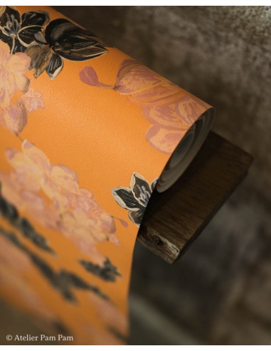 Papier peint floral - Black Orange en stock