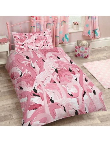 Parure de Lit Flamant Rose 1 personne plus qu'un jeu 