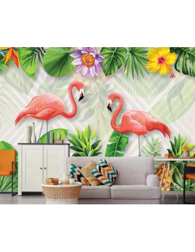 Papier Peint Tropical Flamant Rose vous aussi creer 