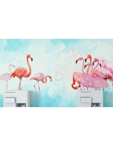 Papier Peint Flamant Rose 4 Murs Amies acheter en ligne