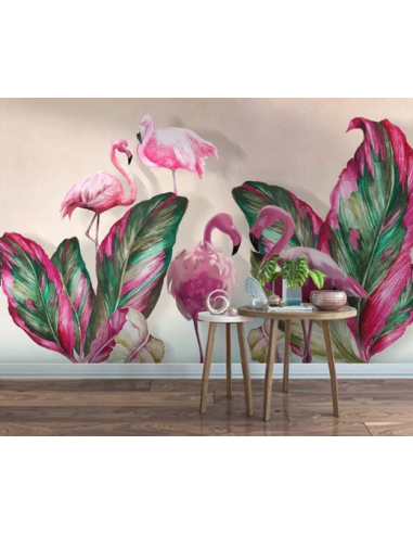 Papier Peint Flamant Rose 4 Murs Plumes livraison et retour toujours gratuits