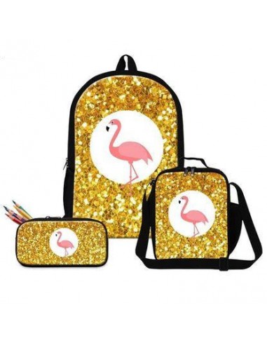 Lot de Sacs Flamant Rose Paillettes Or Paris Déstockage Promo