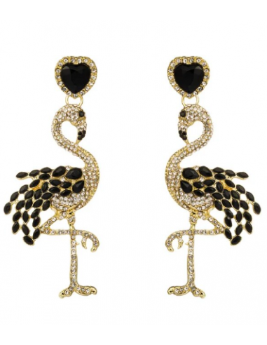 Boucles d'Oreilles Flamant Rose Or de technologie