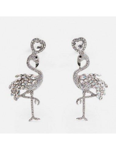 Boucles d'Oreilles Flamant Rose Luxe basket pas cher