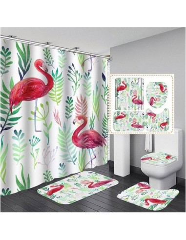 Ensemble 4 pièces Salle de Bain Flamant Rose soldes