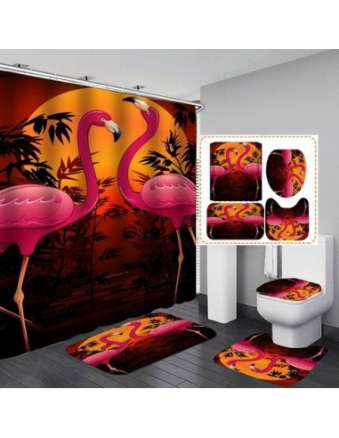 Ensemble de Salle de Bain Flamant Rose Soleil Paris Déstockage Promo