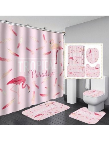 Ensemble Salle de Bain Imprimé Flamant Rose la chaussure