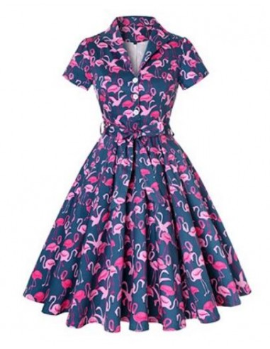 Robe Pin Up Flamant Rose Economisez 