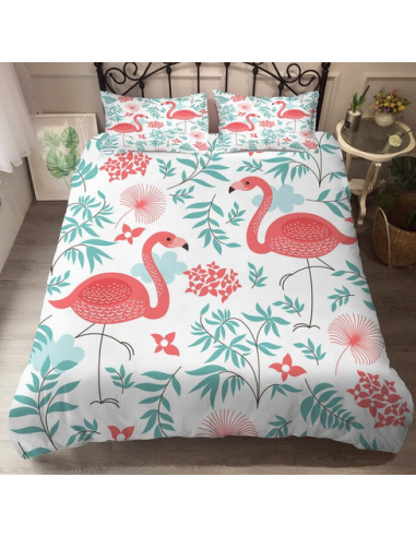 Housse de Couette Flamant Rose King Size pas cher 