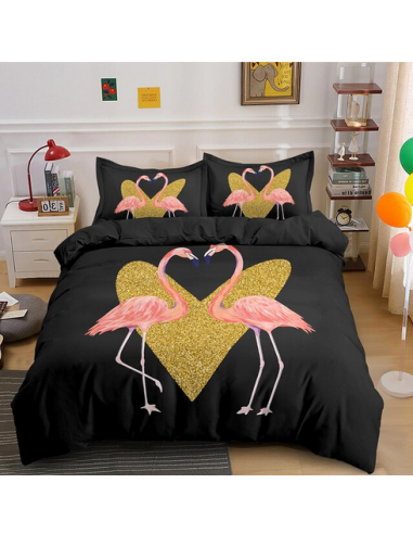 Housse de Couette Flamant Rose Amoureux de pas cher