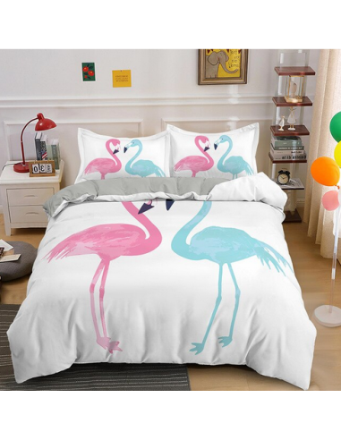 Housse de Couette Flamant Rose et Bleu commande en ligne