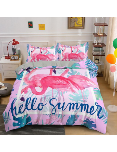 Housse de Couette Flamant Rose Mixte pas cher 