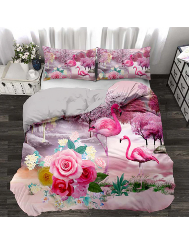 Housse de Couette 140x200 Flamant Rose les ctes