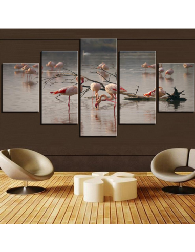 Tableau Flamant Rose Triptyque l'achat 