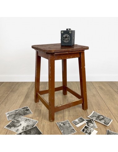 Ancien tabouret massif en bois chocolat la livraison gratuite