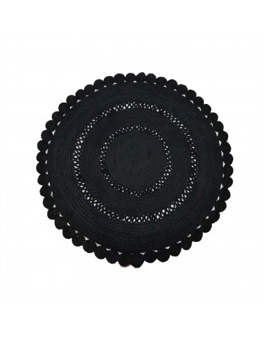 Tapis JUTE ROND Flower Noir Ajouré D250cm Fin de série